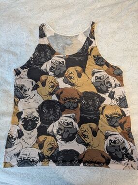 Threadless Pug Print Tank Top - Black, Brown, Tan, White